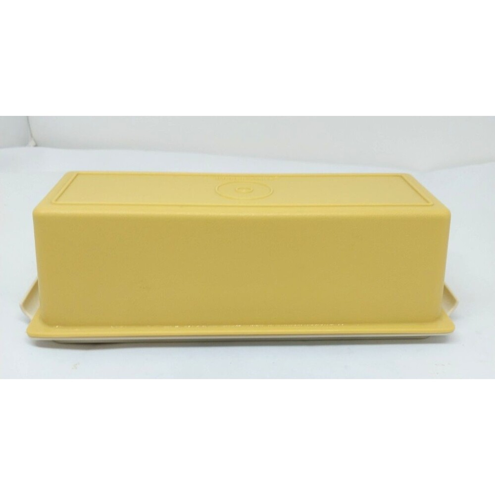 Vintage Tupperware Single Butter Dish Harvest Gold Top 637-12 & Almond Base 636